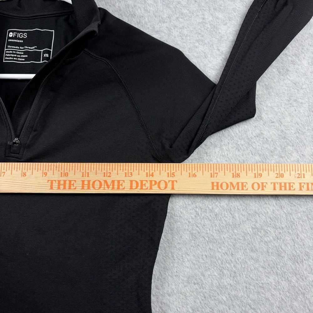 Figs Pullover Womens XS Black Seamless Mock Neck Medical Shirt 1/4 Zip Stretch - Picture 7 of 8